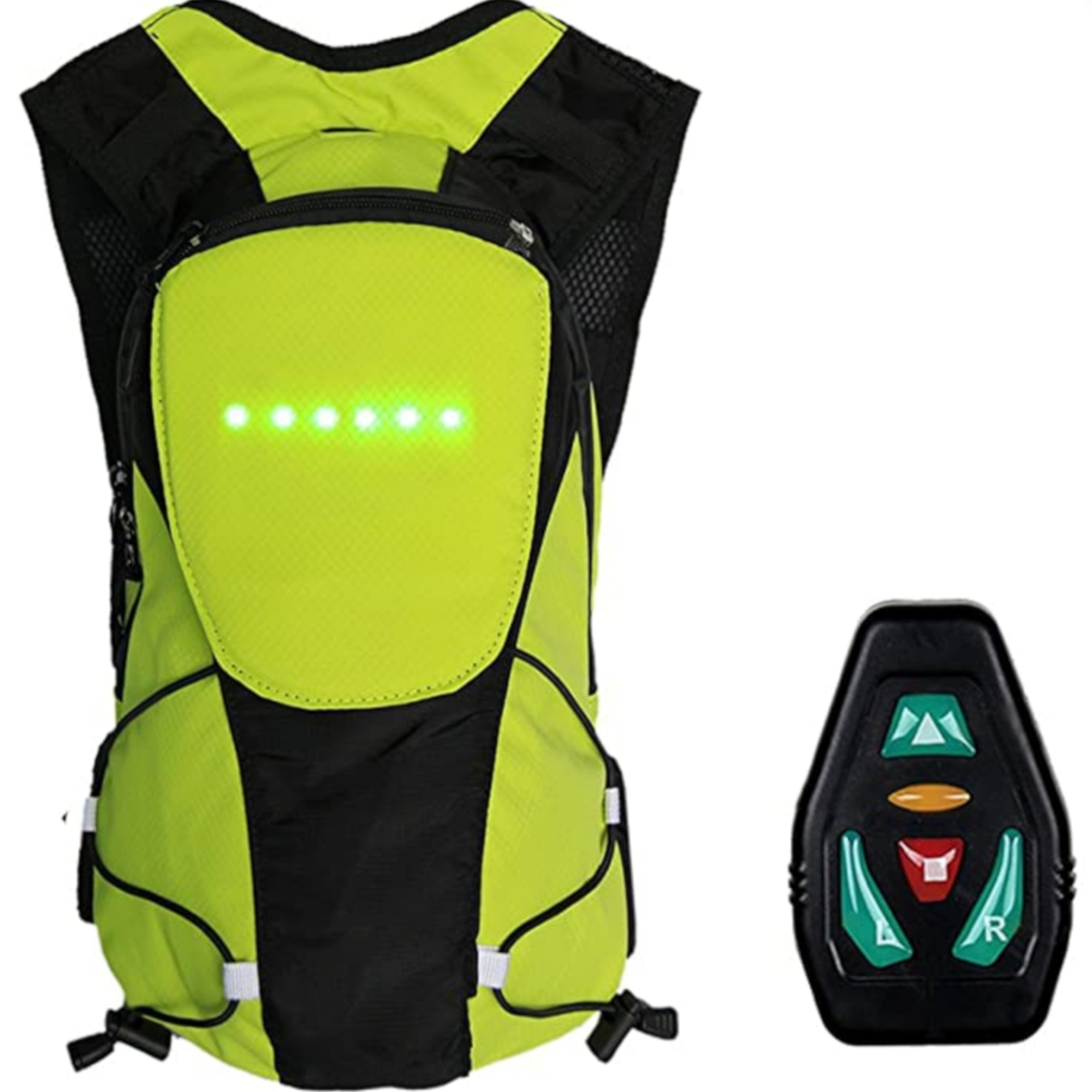 yozhiqu Warnweste LED-Blinker-Rucksack, Fahrrad-Fernbedienung  LED-Warnrucksack(Unisex) Outdoor wasserdicht, für sichere Nacht Reiten /  Laufen / Wandern